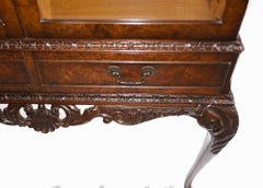 Pair Antique Display Cabinets, Walnut Victorian Bookcases