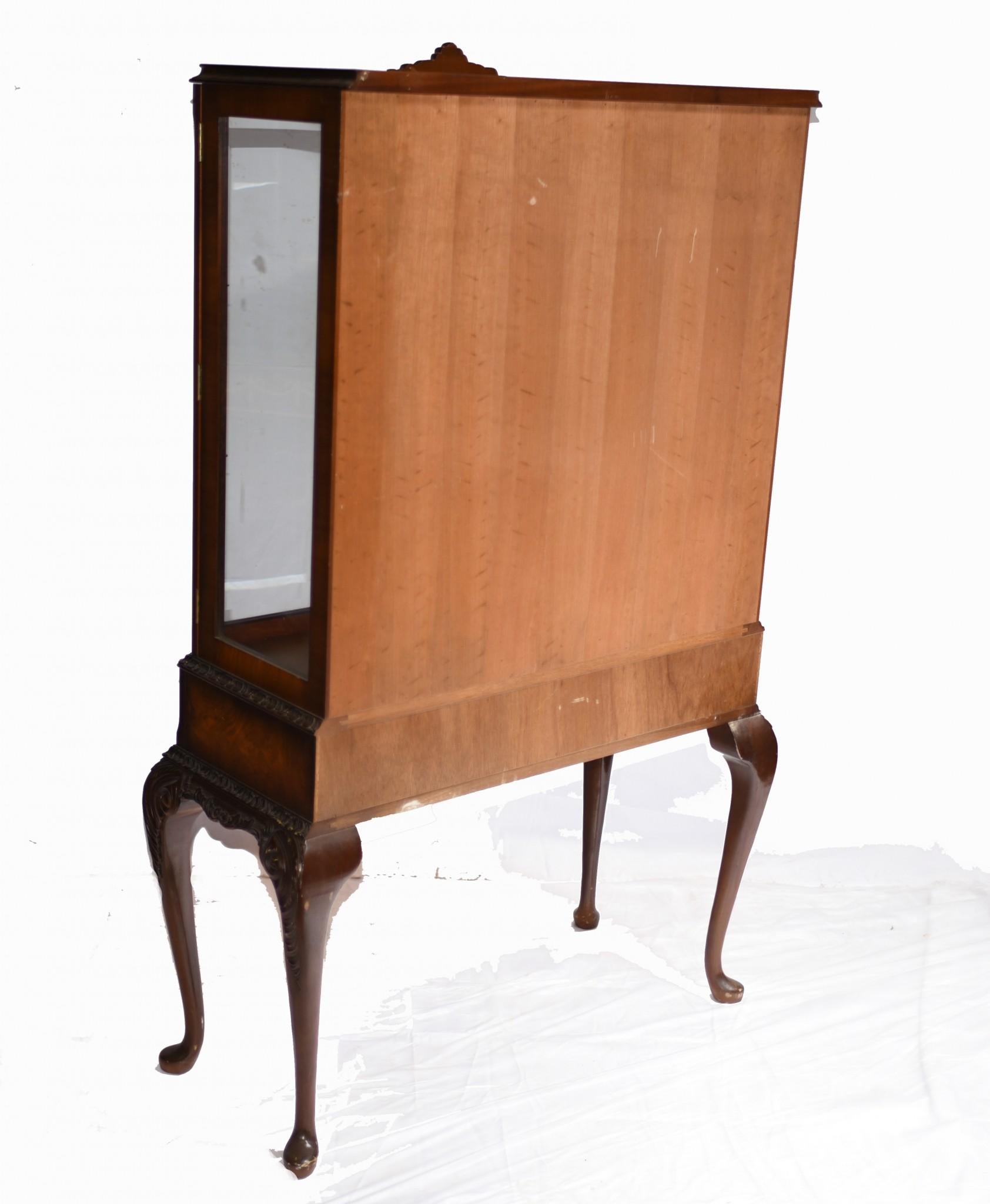 Pair Antique Display Cabinets, Walnut Victorian Bookcases 2