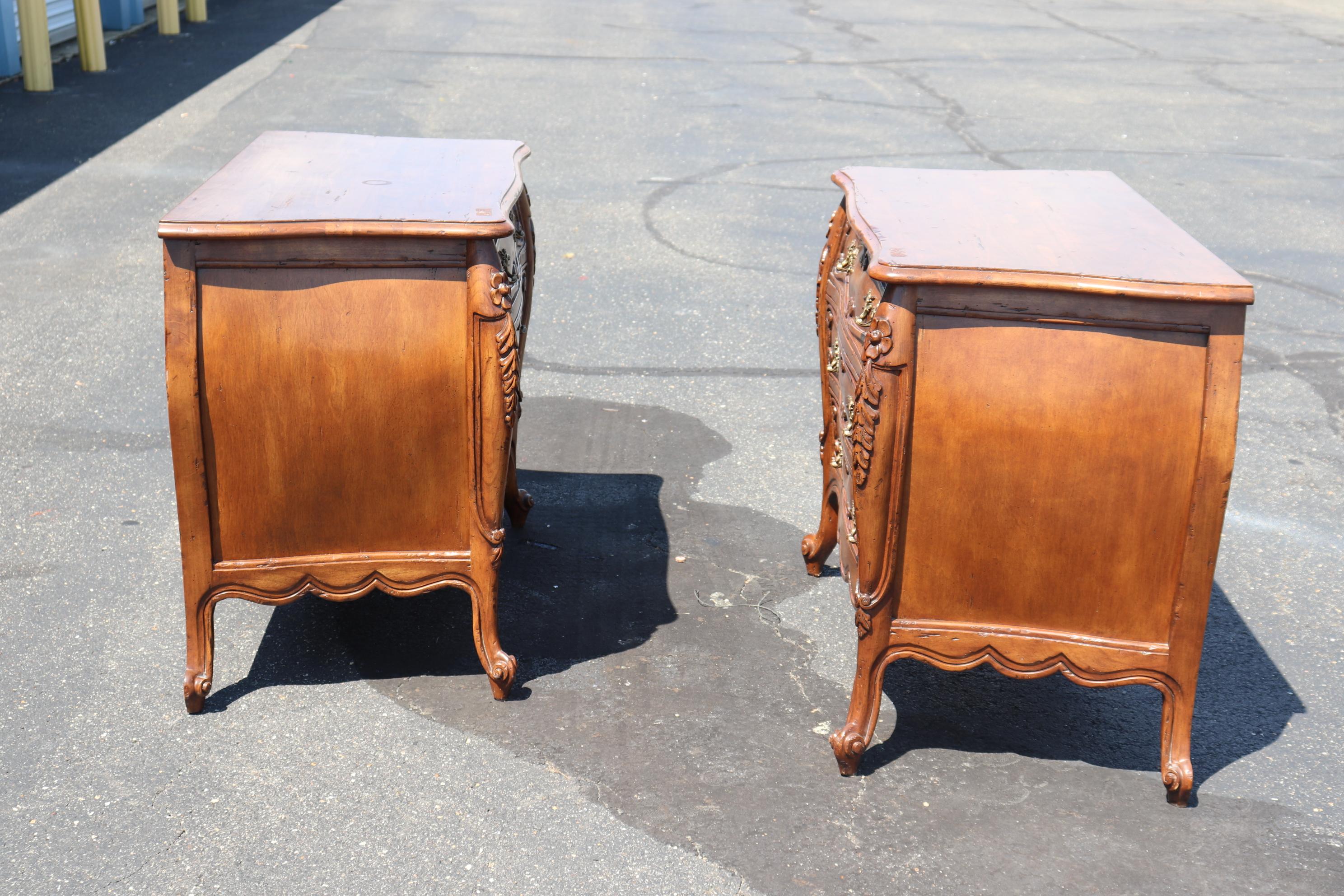Pair Antique Distressed Country French Commodes Nightstands 5