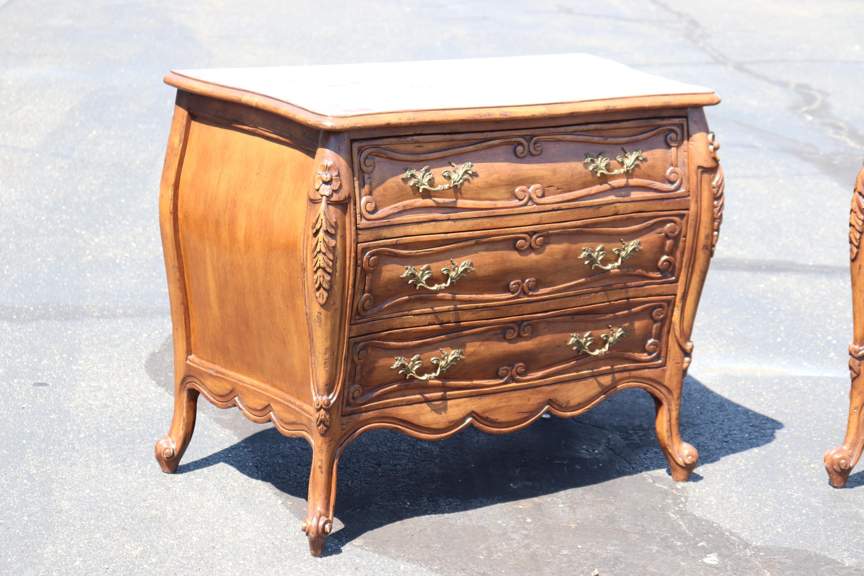 French Provincial Pair Antique Distressed Country French Commodes Nightstands