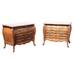 Pair Antique Distressed Country French Commodes Nightstands