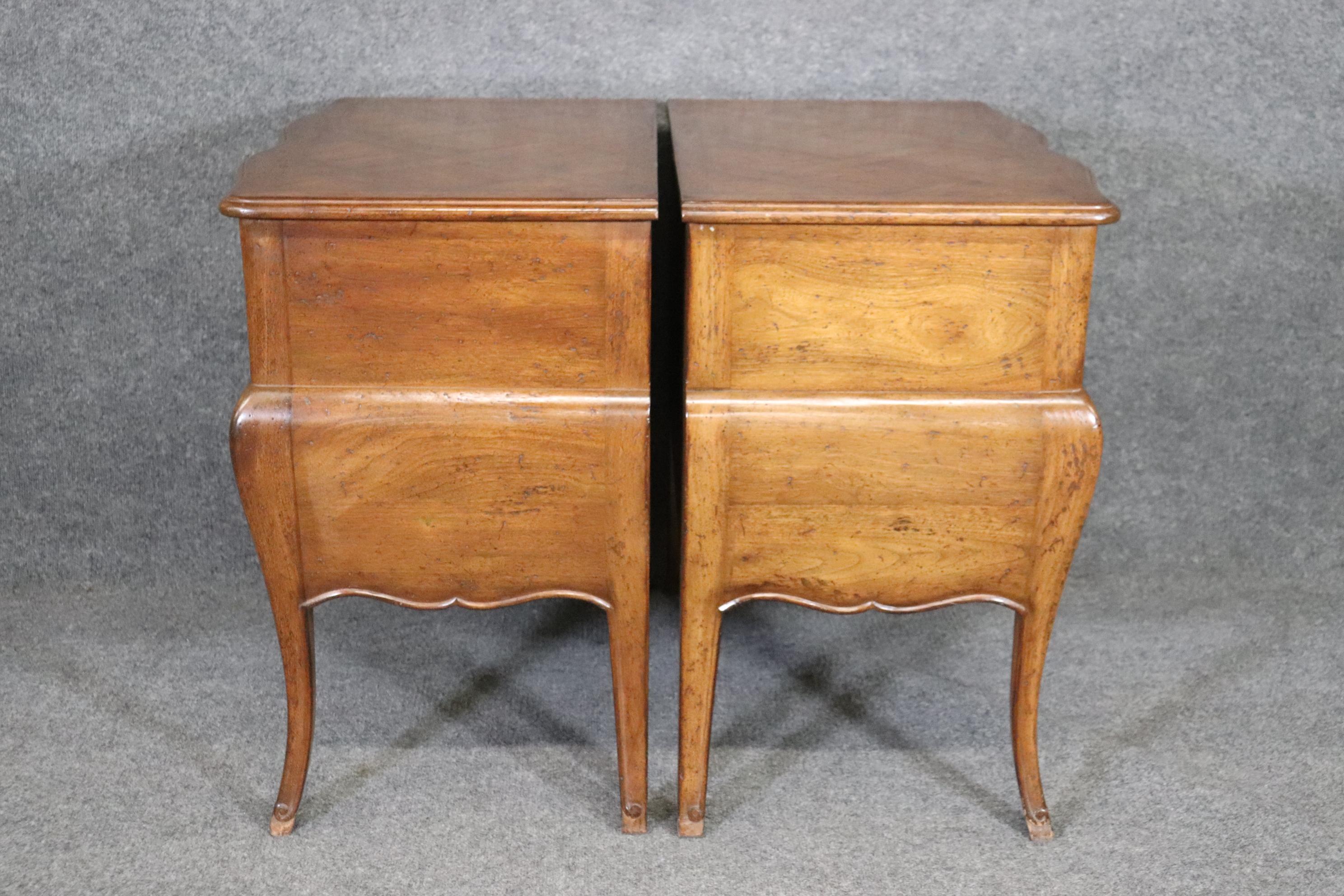 Brass Pair Antique Distressed Walnut Auffray French Louis XV Commodes Nightstands