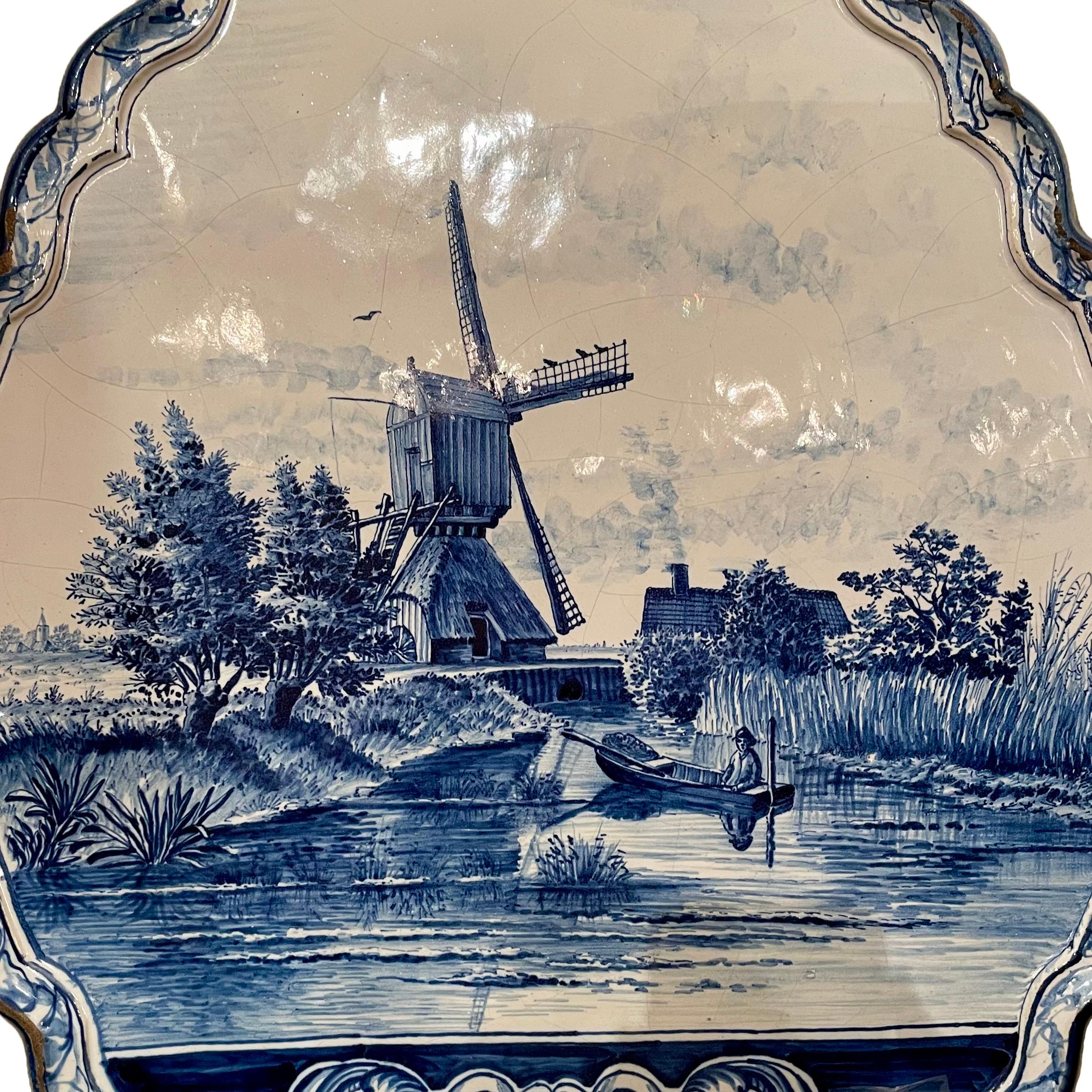 Pair Antique Dutch Blue & White Porcelain Plaques, Circa 1890-1900. For Sale 1