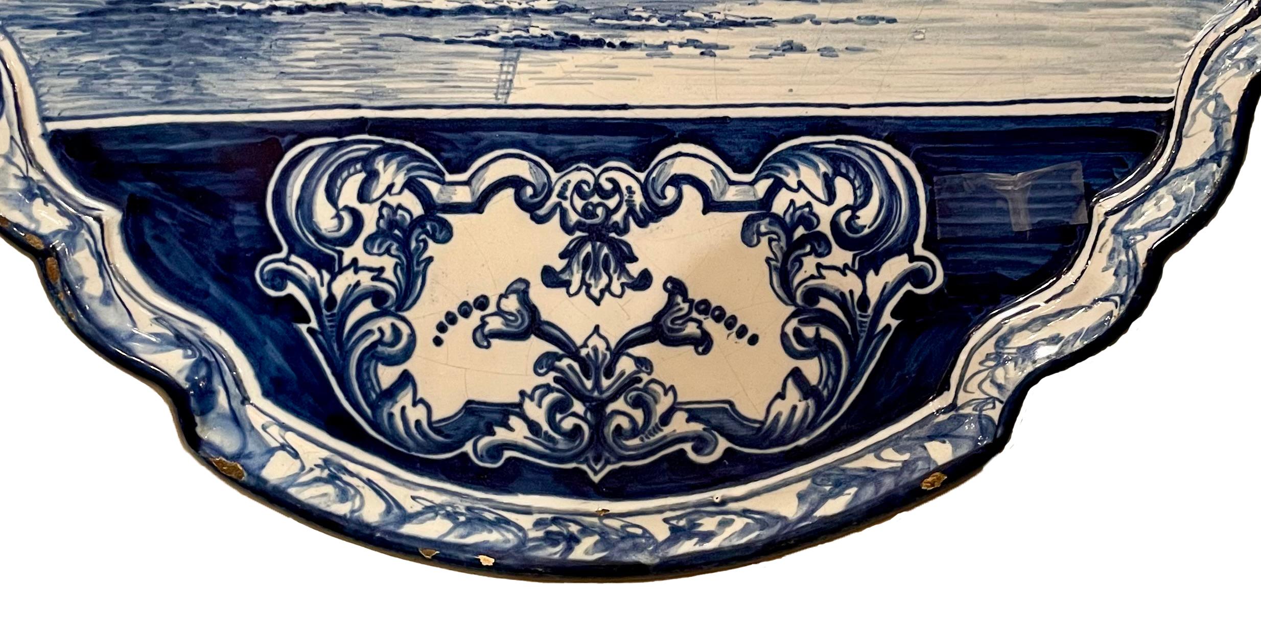 Pair Antique Dutch Blue & White Porcelain Plaques, Circa 1890-1900. For Sale 3