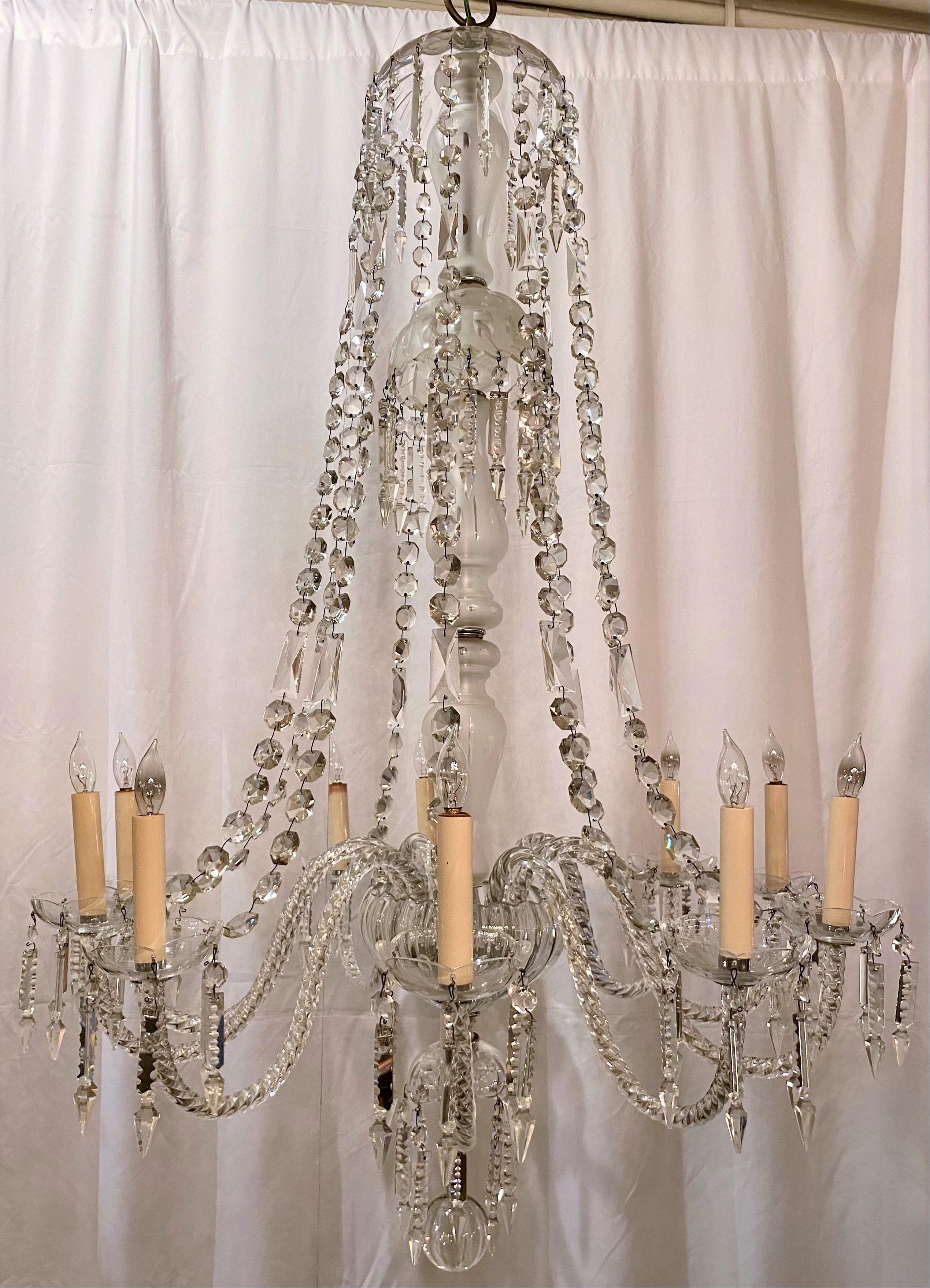 Pair Antique Early 19th Century English Crystal Chandeliers 1