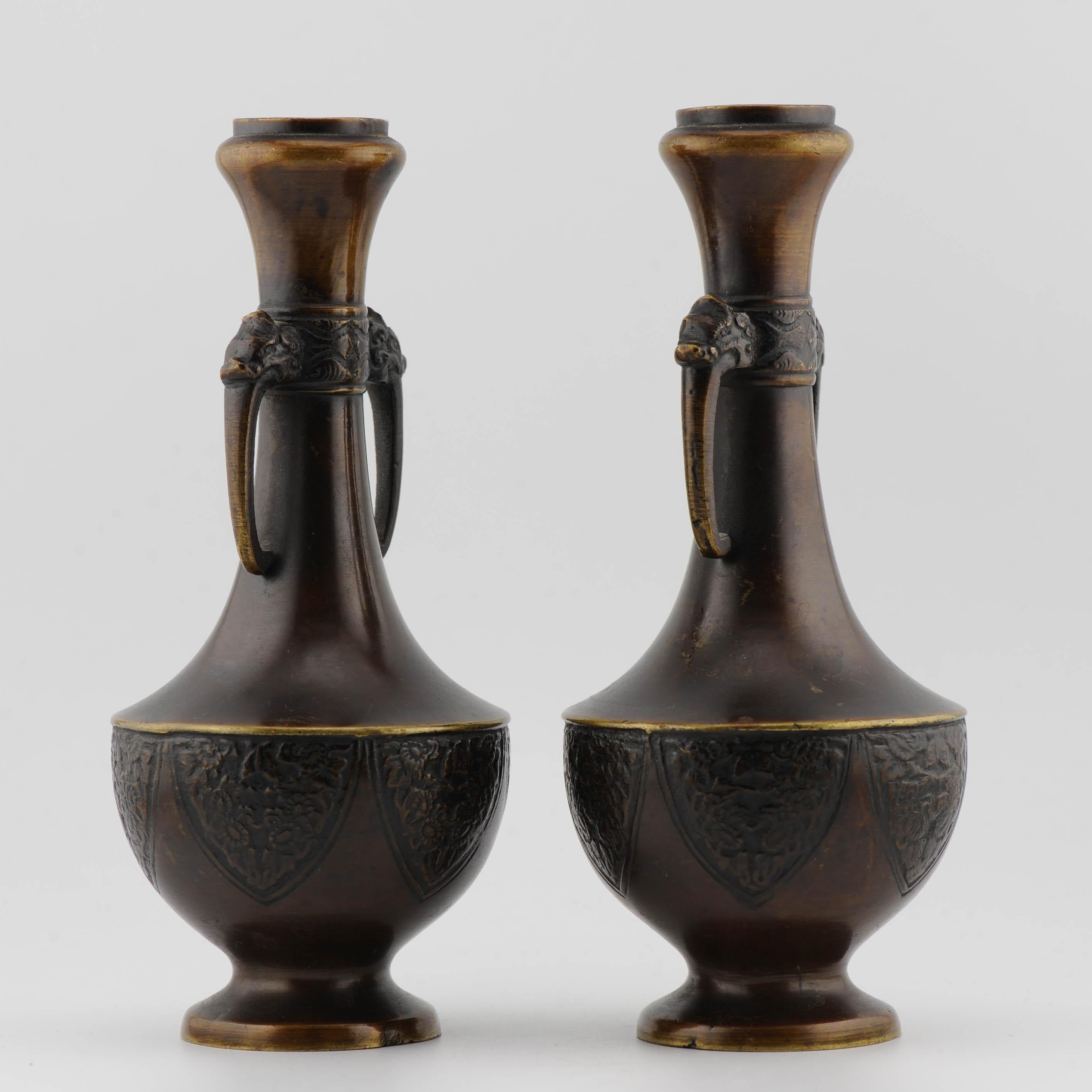 Nicely made and carved pair of Bronze vases.



Condition
just some ware and some small scratches/dents. As pictures Size: 16CM high
Period
19th century 