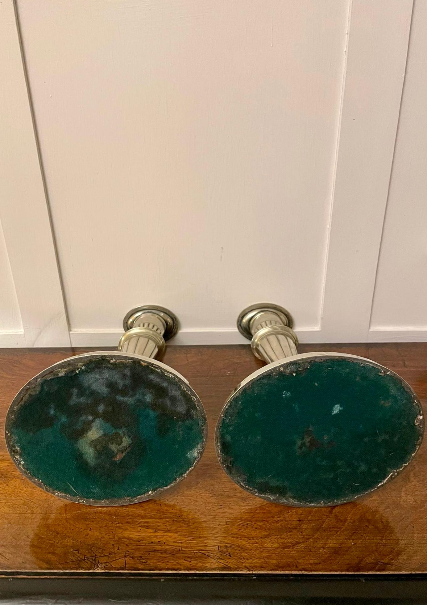 Pair Antique Edwardian Silver Painted Candlesticks  For Sale 2