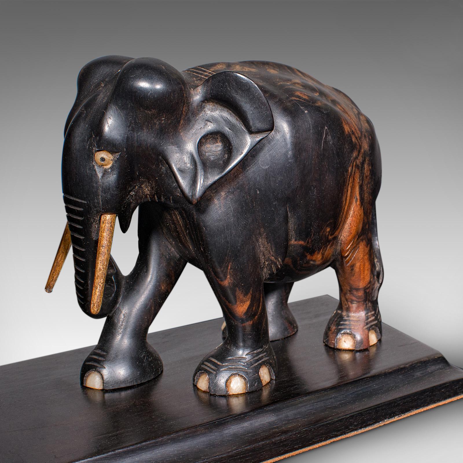 Wood Pair Antique Elephant Bookends, Indian, Coromandel, Novel, Book Rest, Victorian For Sale