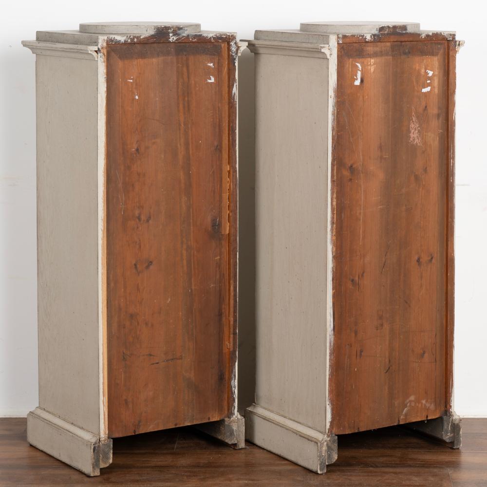19th Century Pair, Antique Gustavian Gray Painted Narrow Cabinets, Sweden circa 1840 For Sale