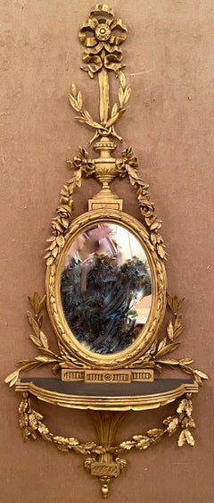 Pair Antique English Adam Style Carved Gilt Wood Mirrors, Circa 1880's.