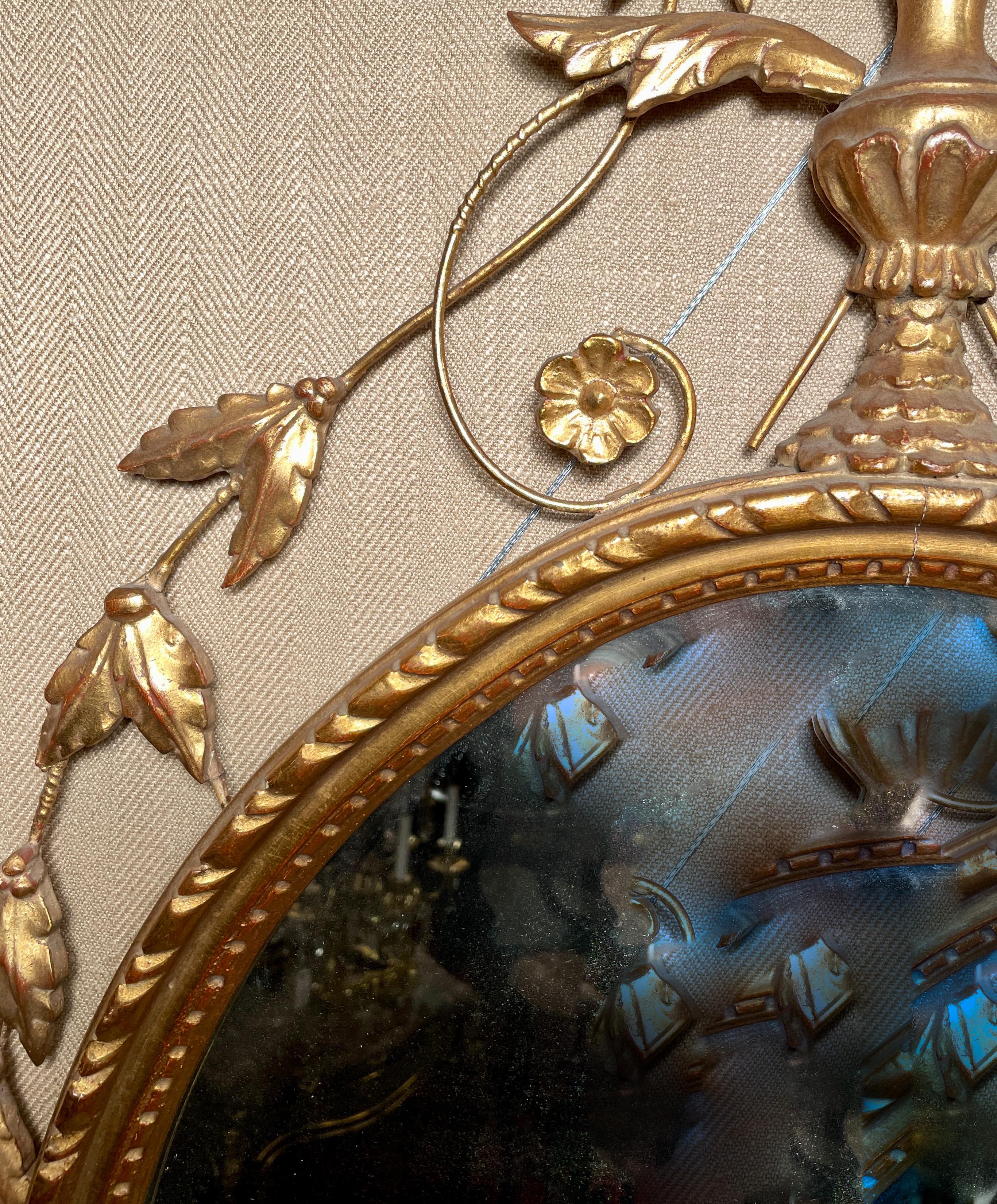 20th Century Pair Antique English Adam Style Gold Leaf Mirrors, Circa 1900