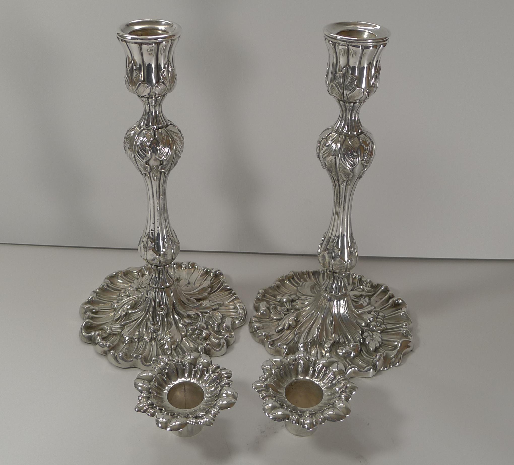 Inglese Coppia di antichi candelieri inglesi Art Nouveau c.1900, Art Nouveau in vendita