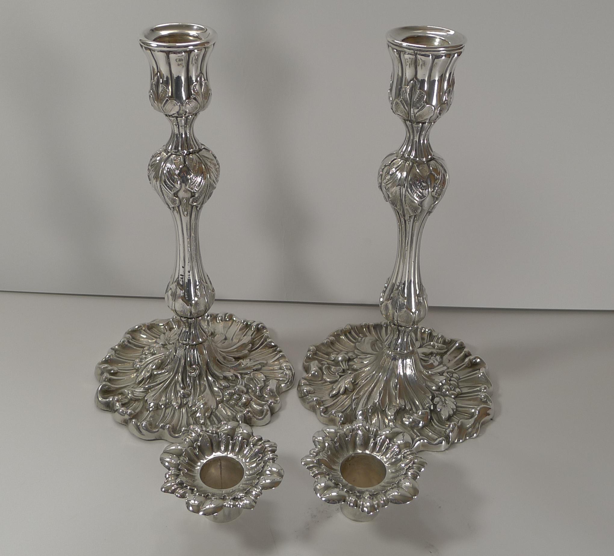 Pair of Antique English Art Nouveau Candlesticks c.1900, Art Nouveau In Good Condition For Sale In Bath, GB