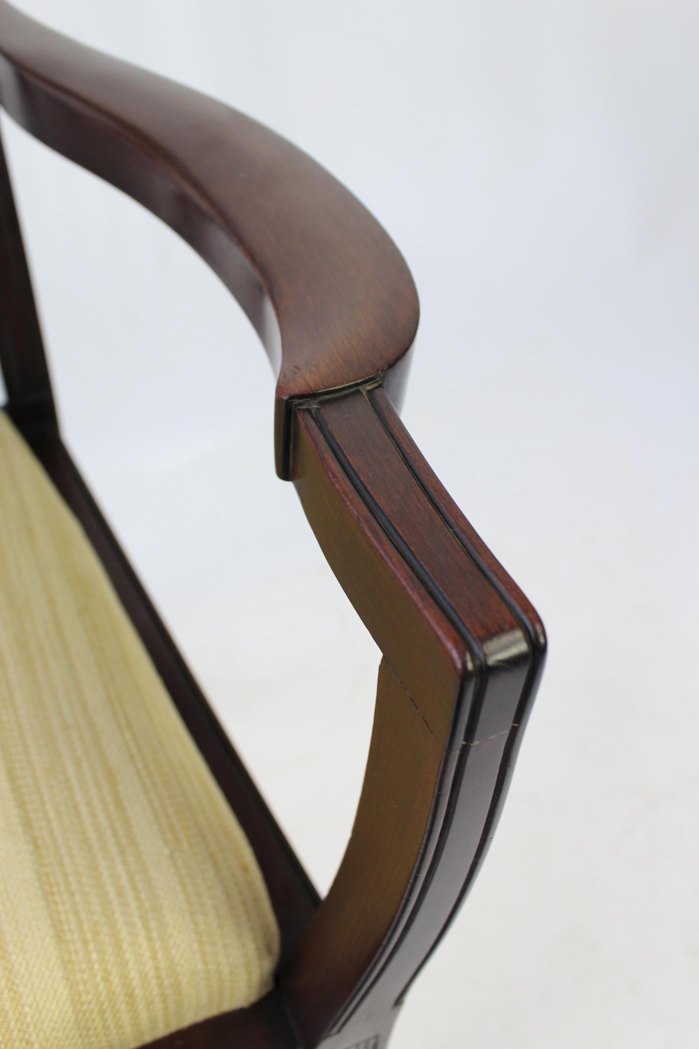 Antique English Arts & Crafts Mahogany Chairs Mackintosh Style Armchairs, Pair 4