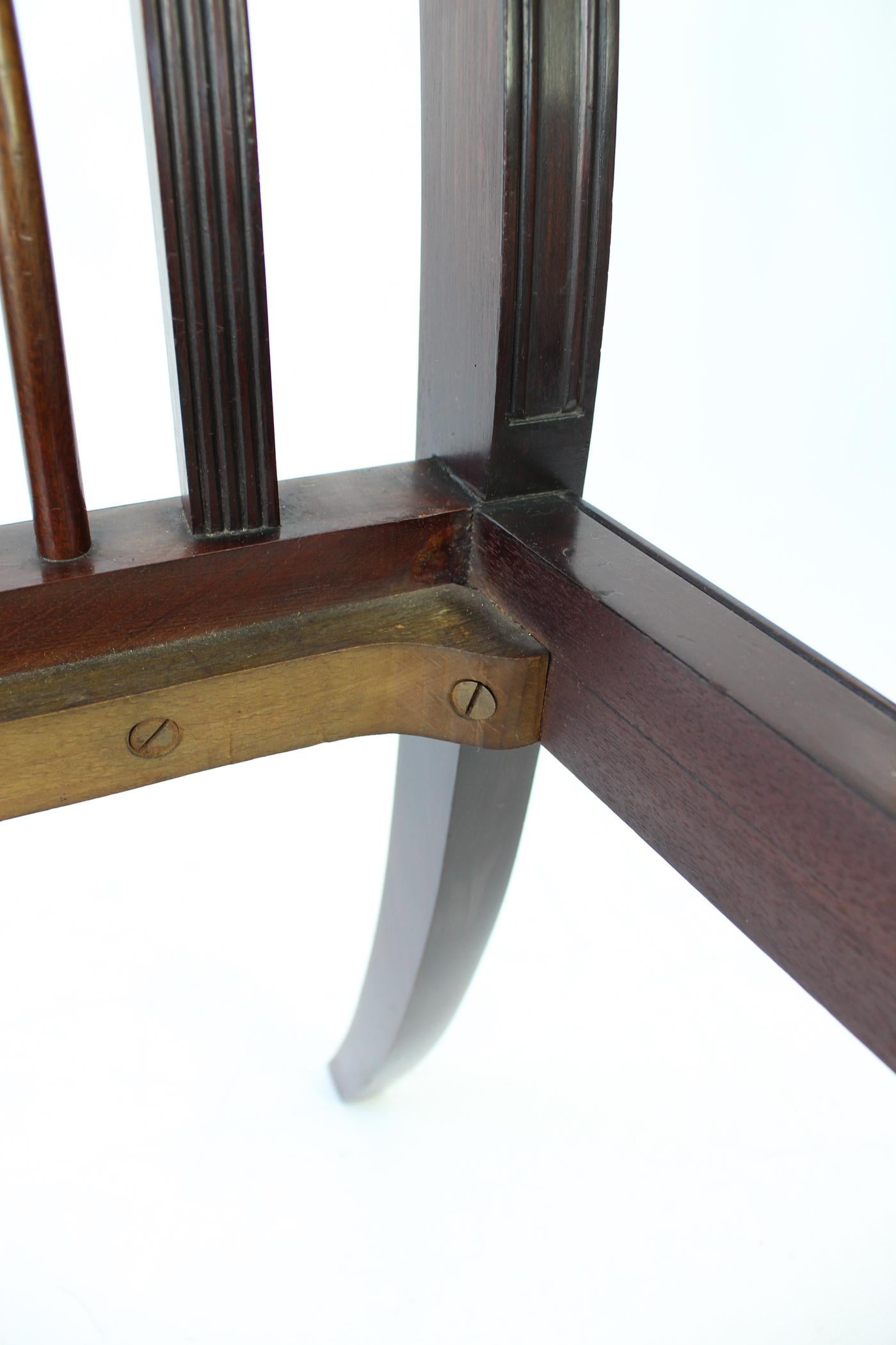 Antique English Arts & Crafts Mahogany Chairs Mackintosh Style Armchairs, Pair 6