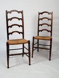 Pair Antique English Arts & Crafts William Birch Liberty & Co. Rush Chairs