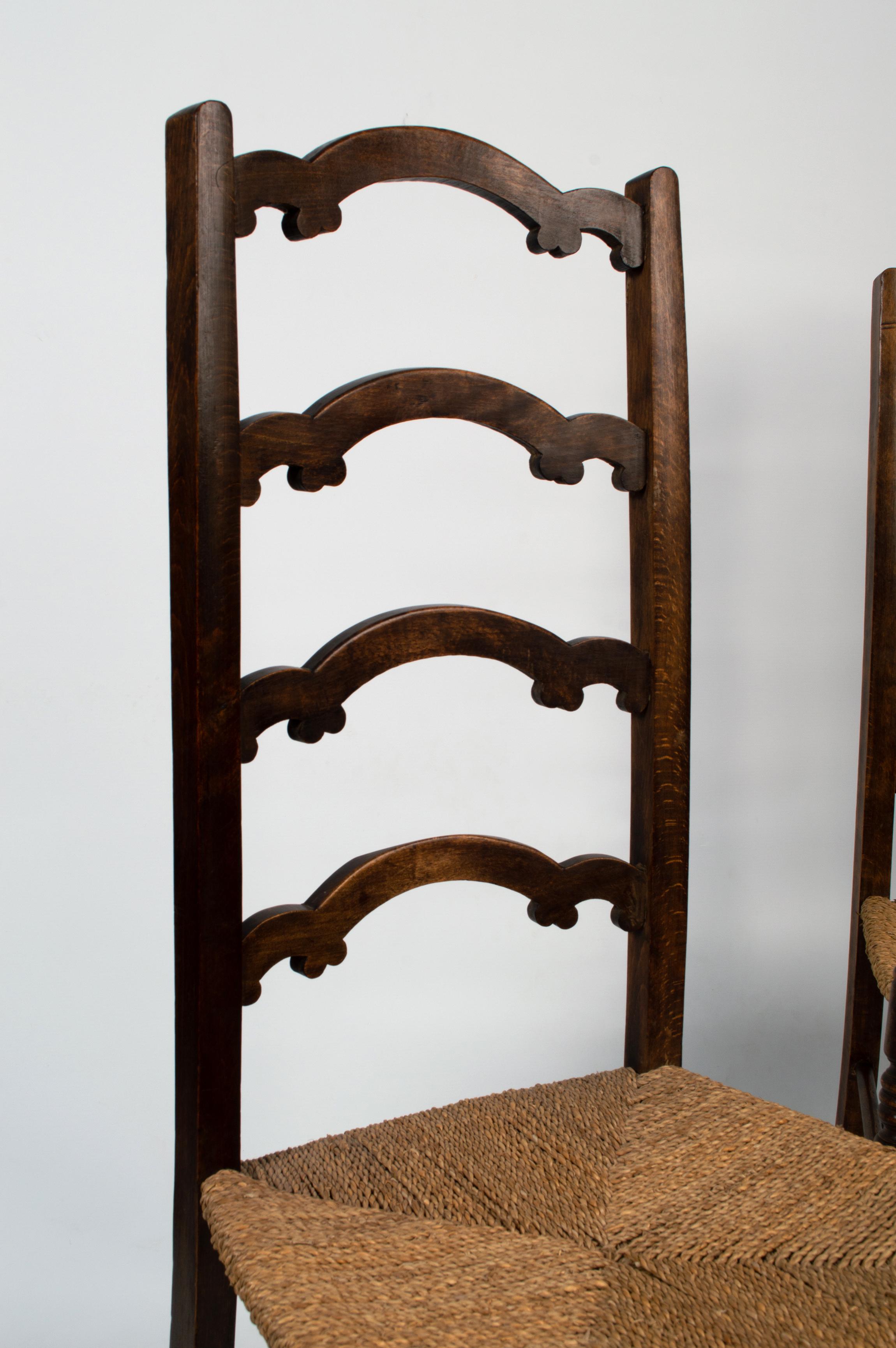 19th Century Pair Antique English Arts & Crafts William Birch Liberty & Co. Rush Chairs For Sale