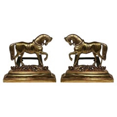 Coppia di antichi androni inglesi in ottone per cavalli, circa 1880