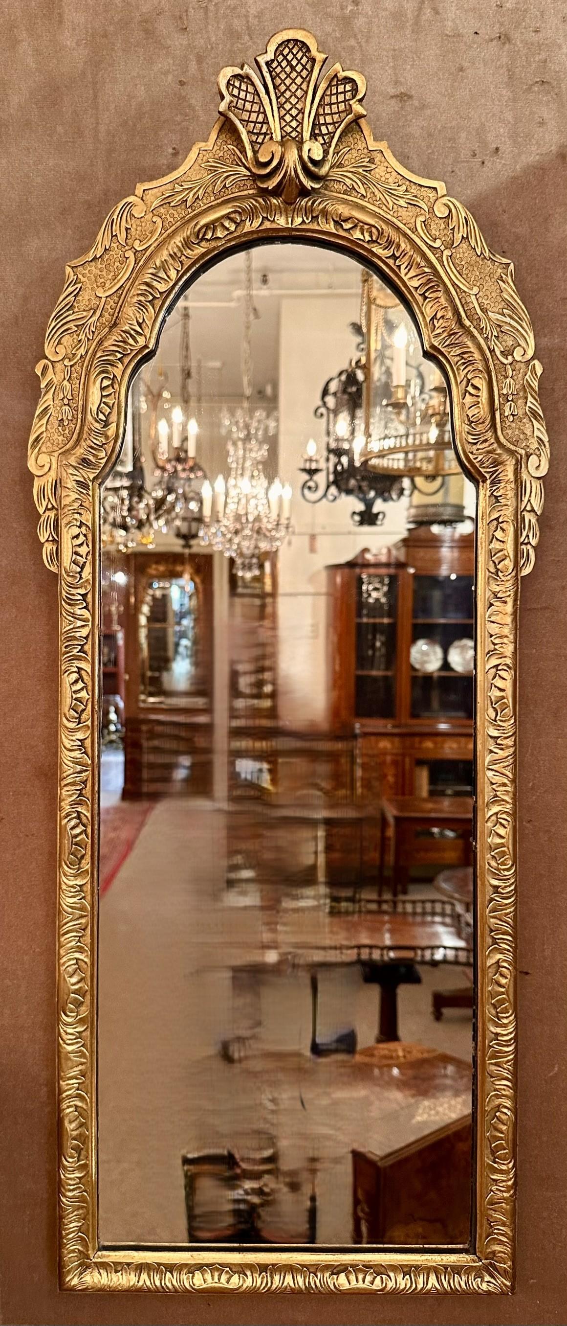 20th Century Pair Antique English Carved Gilt Wood Mirrors, Circa 1890-1910. For Sale