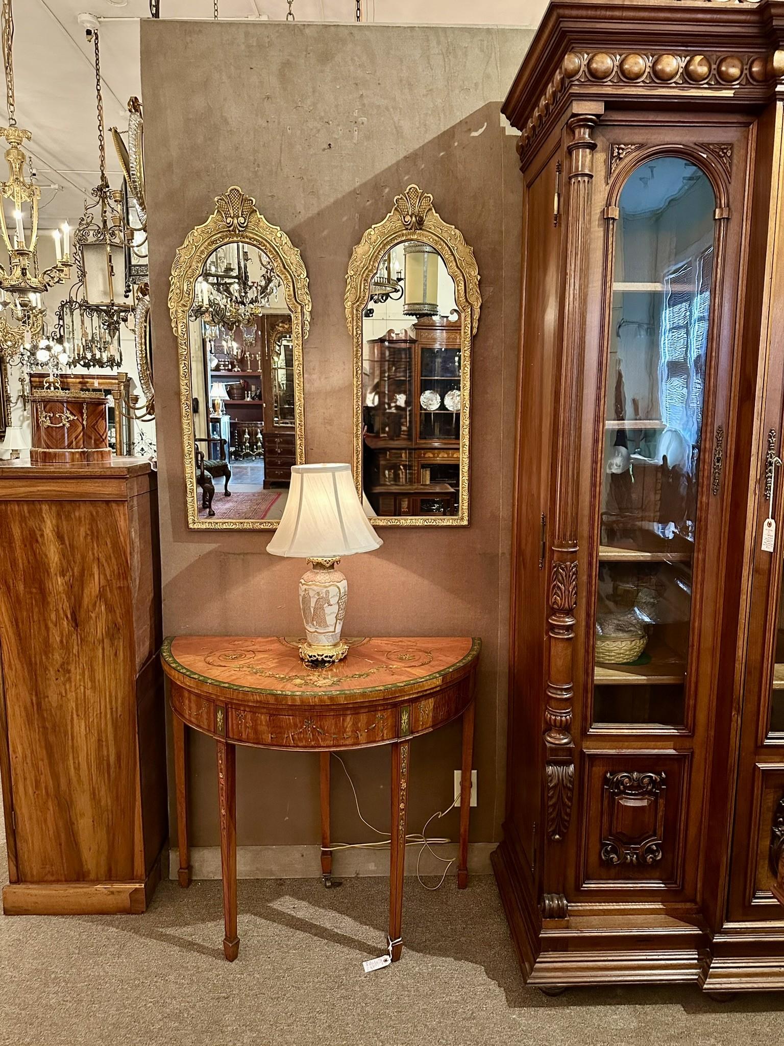 Pair Antique English Carved Gilt Wood Mirrors, Circa 1890-1910. For Sale 3