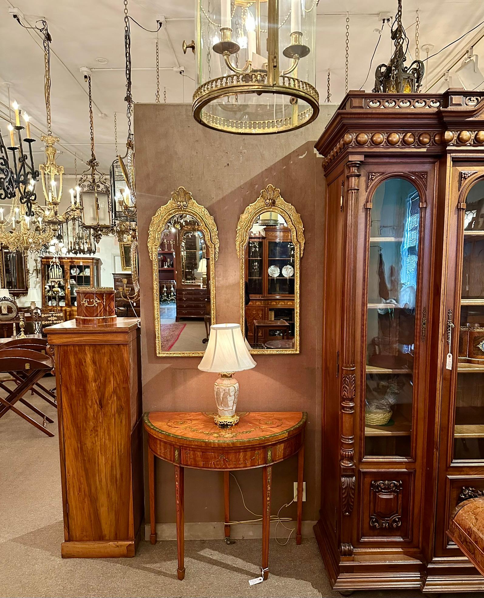 Pair Antique English Carved Gilt Wood Mirrors, Circa 1890-1910. For Sale 4