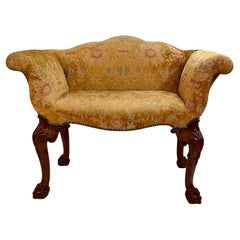 Pair Antique English Carved Walnut Tête-à-Tête Arm Chairs, Circa 1880's.