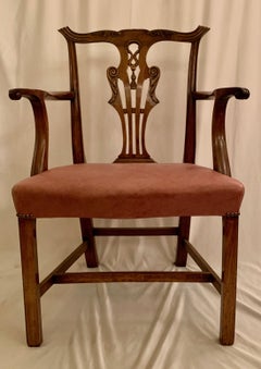 Paire d'anciens fauteuils Chippendale anglais, vers 1880
