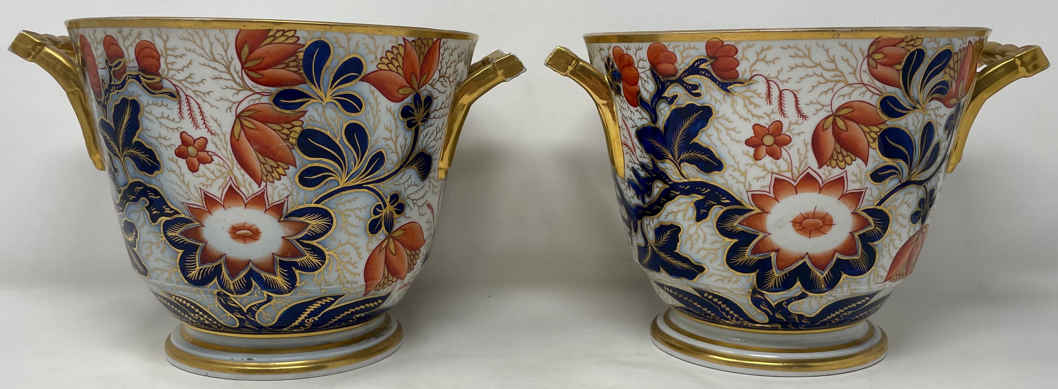 Pair Antique English Crown Derby Porcelain planters.