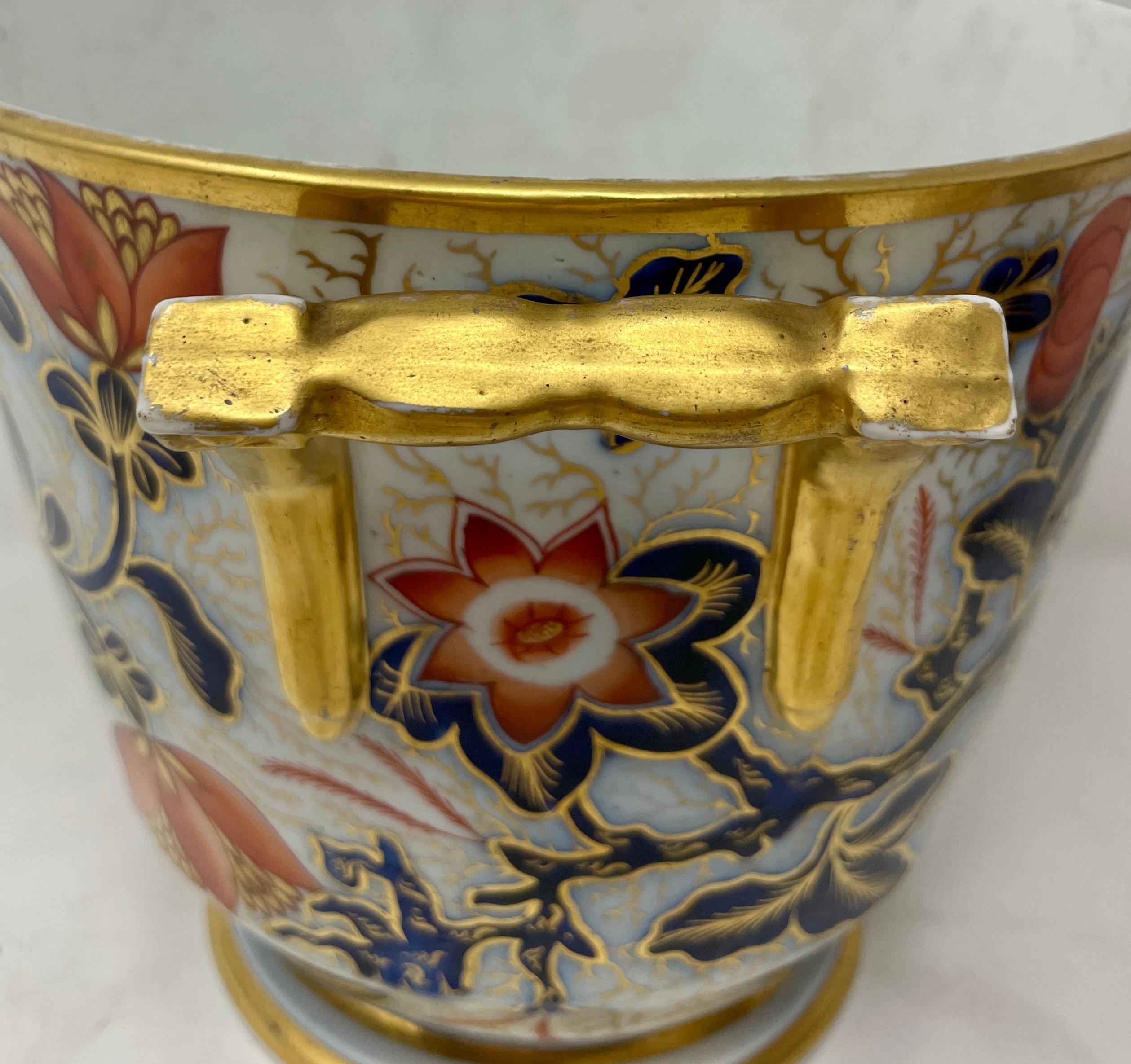 19th Century Pair Antique English Crown Derby Porcelain Planters For Sale