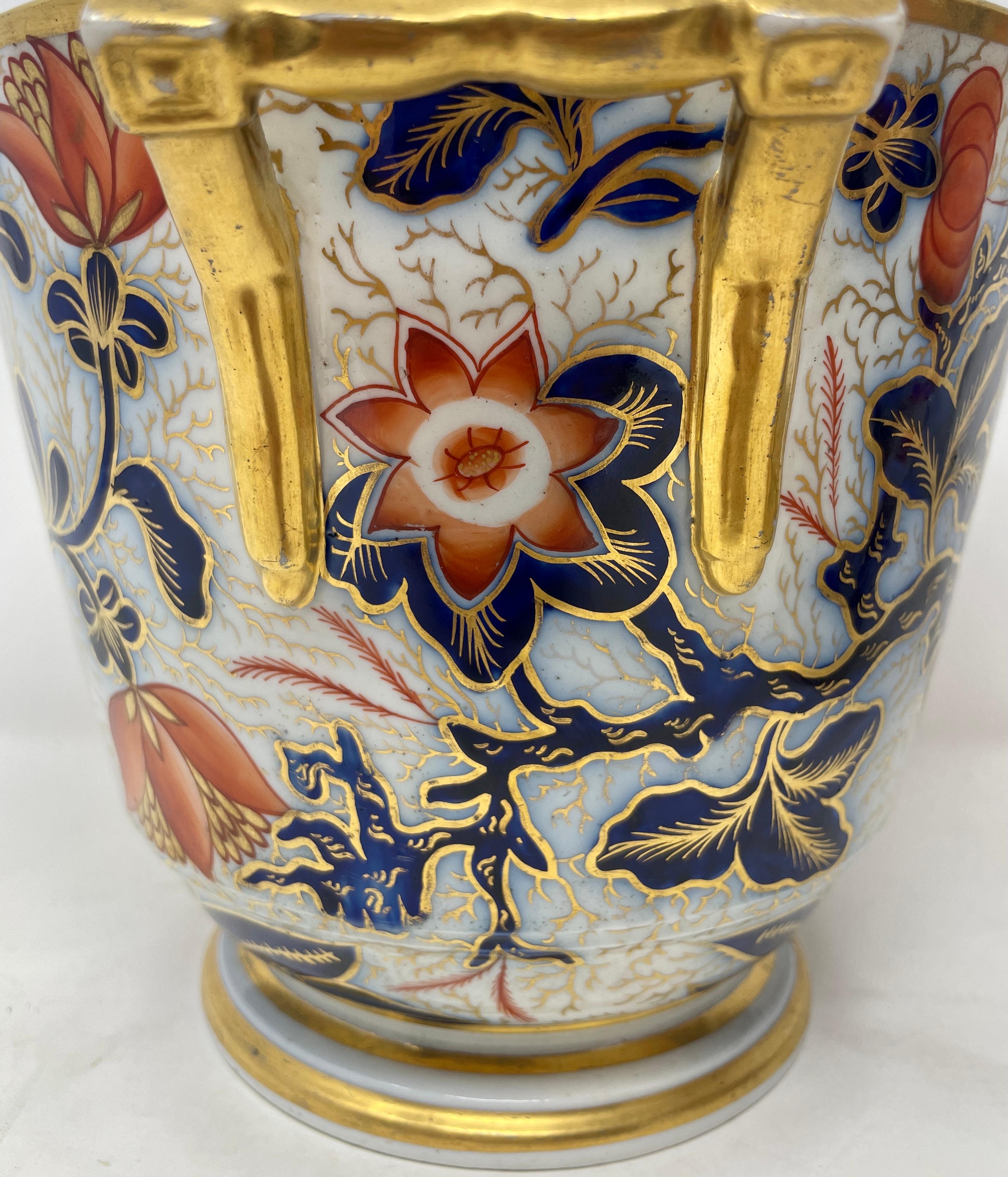 Pair Antique English Crown Derby Porcelain Planters For Sale 1