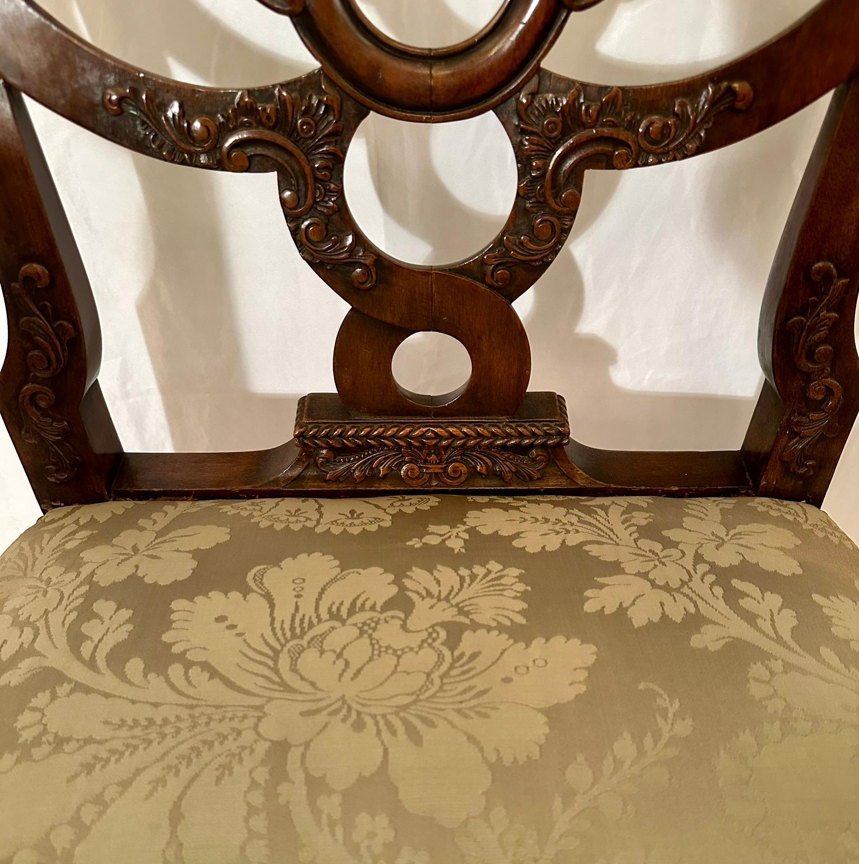 Pair Antique English Early Victorian Carved Walnut Armchairs, Circa 1840-1850. For Sale 4