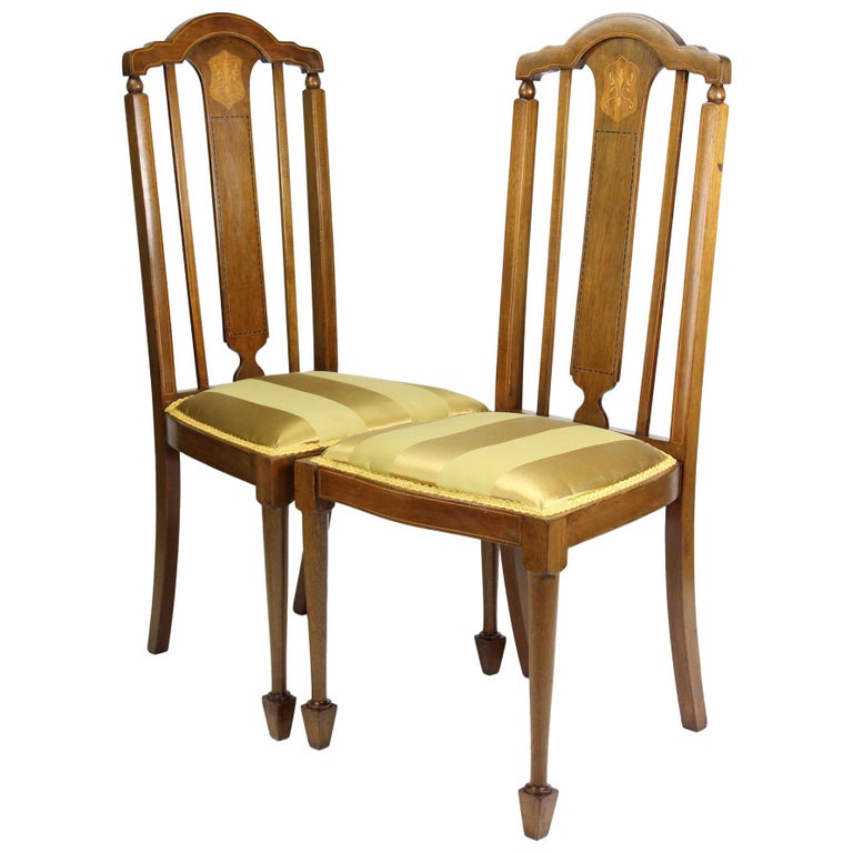 Antique English Edwardian Mahogany Side Chairs Dining Room Hall Desk Chair, Pair at 1stDibs