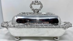 Pair Antique English Georgian Sheffield Silver Entree Dishes, Circa 1830