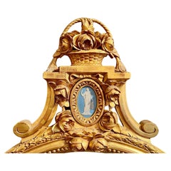 Pair Antique English Gold Leaf Mirrors with Wedgewood Plaques, Circa 1890.
