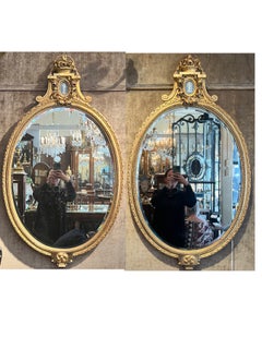 Pair Antique English Gold Leaf Mirrors with Wedgewood Plaques, Circa 1890.