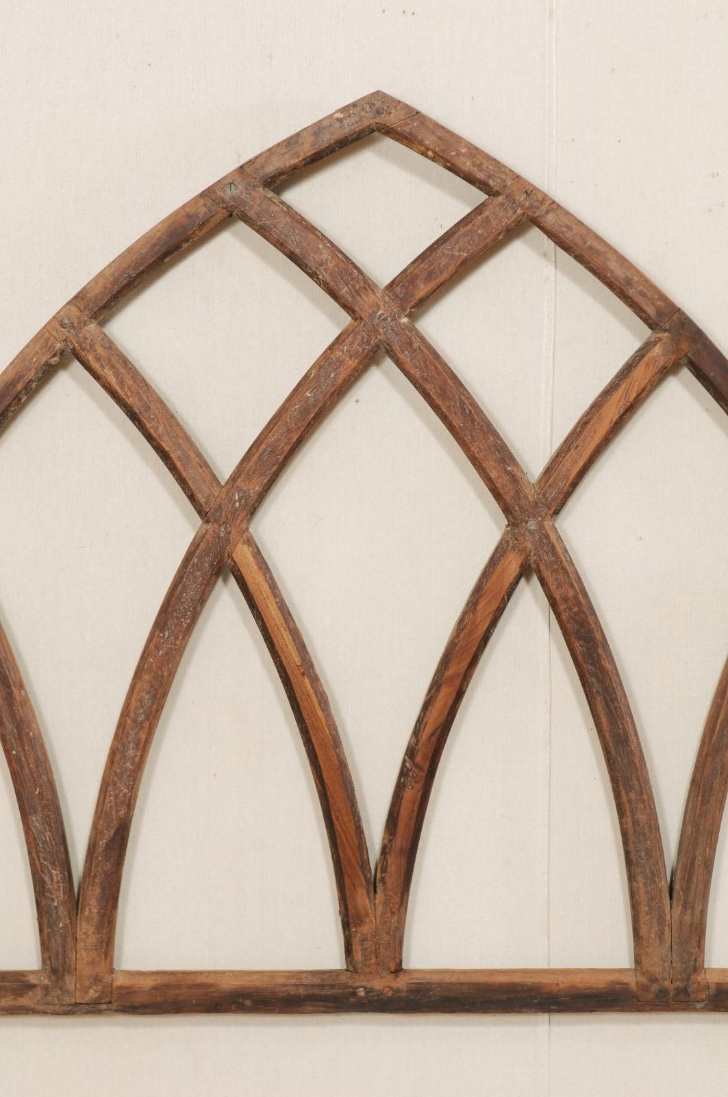 20th Century Pair of Antique English Gothic Arch Window Frames