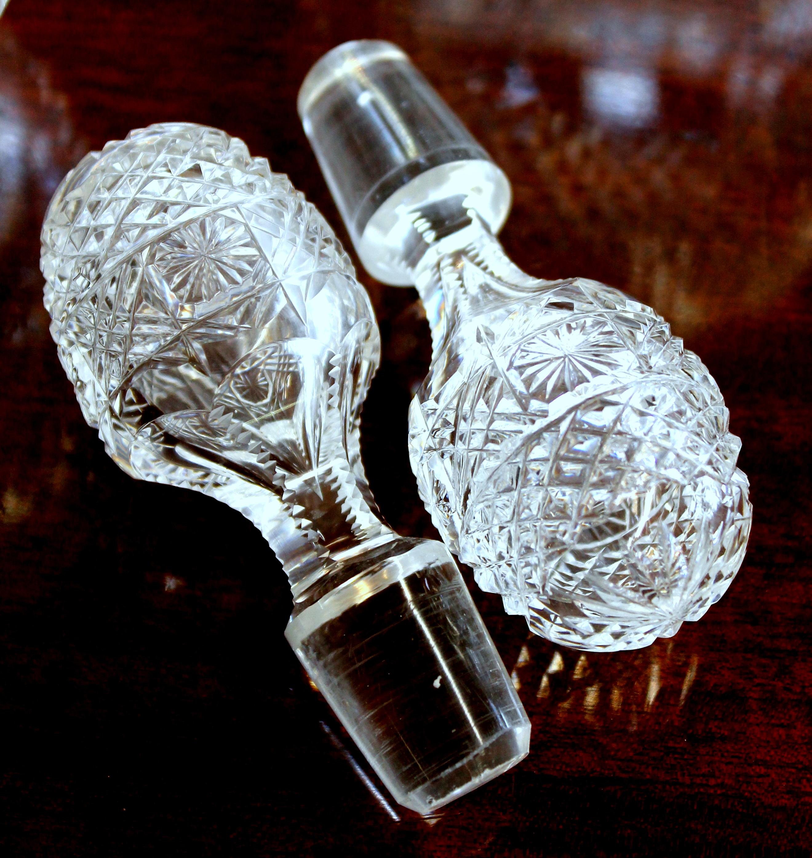 19th Century Pair of Antique English Hand Cut Crystal 