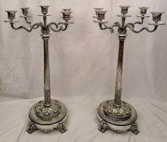 Pair Antique English "Hunt & Roskell" Sterling Silver Candelabra Hallmarked 1869