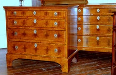 Antique English Laburnum Oyster Veneer Queen Anne Revival Bachelor's Chests Pair