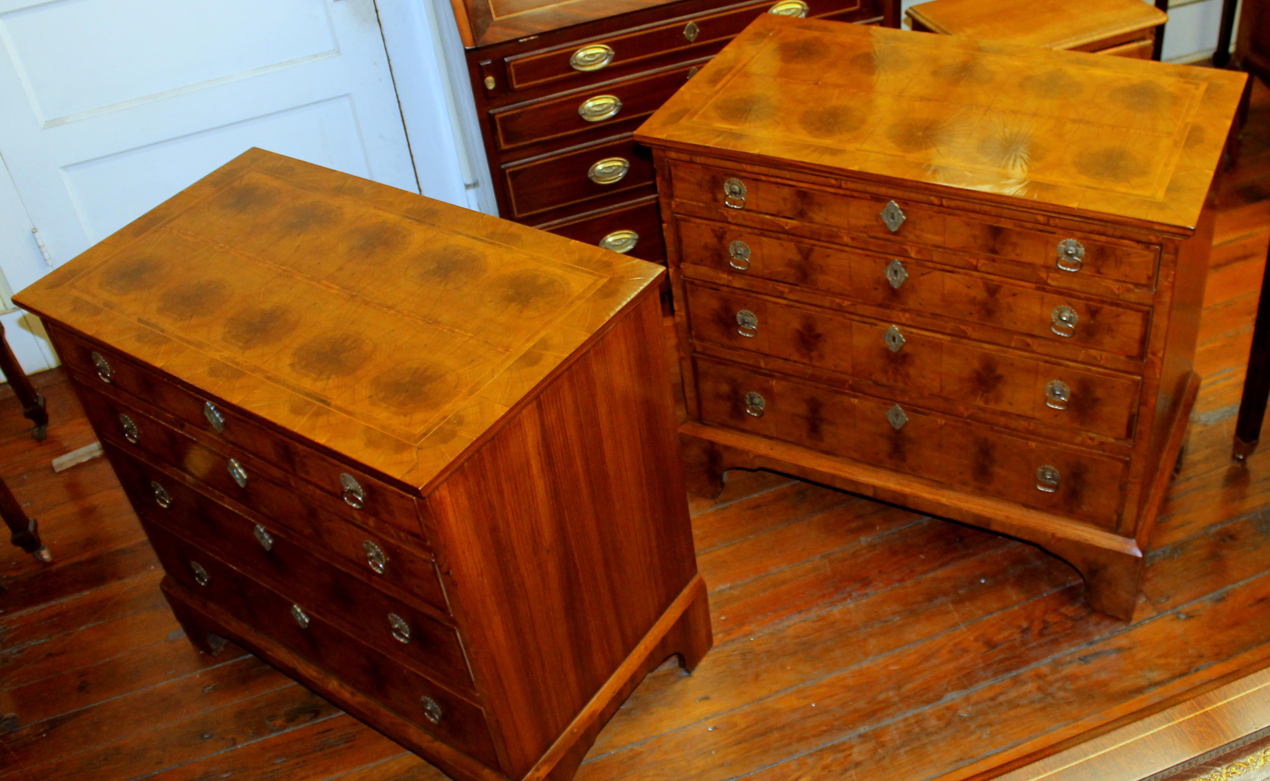 Antique English Laburnum Oyster Veneer Queen Anne Revival Bachelor's Chests Pair 3