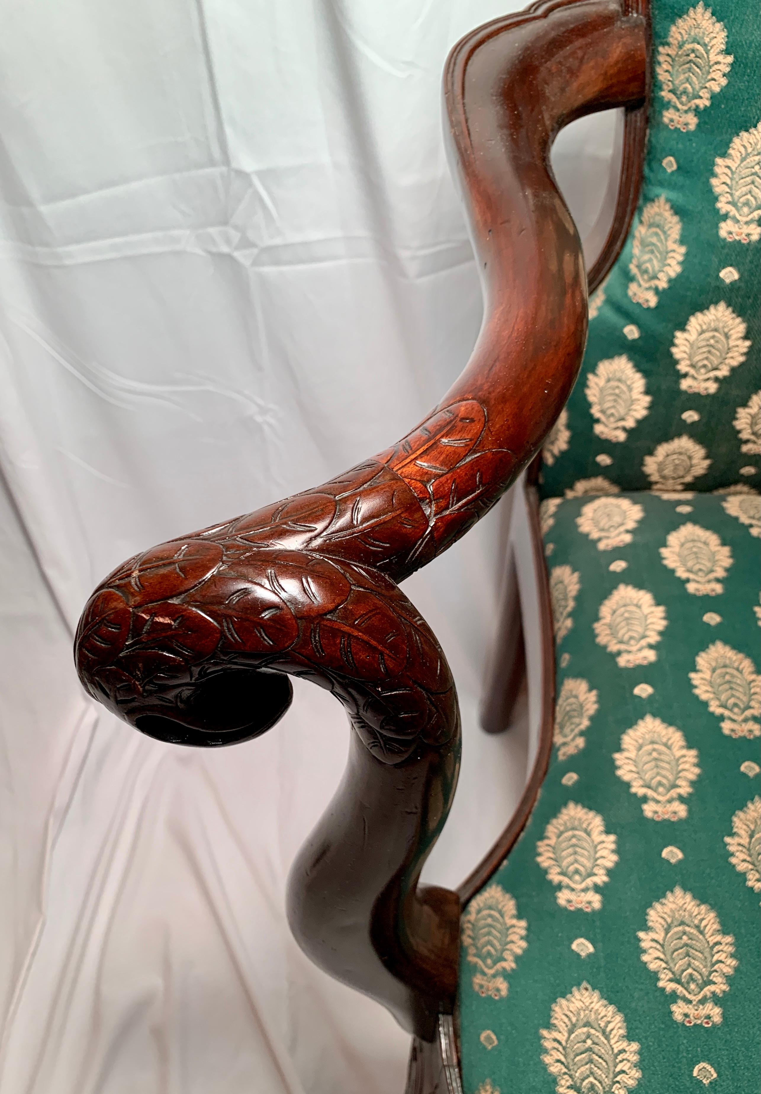 Pair Antique English Mahogany Arm Chairs, Circa 1850-1870 For Sale 1
