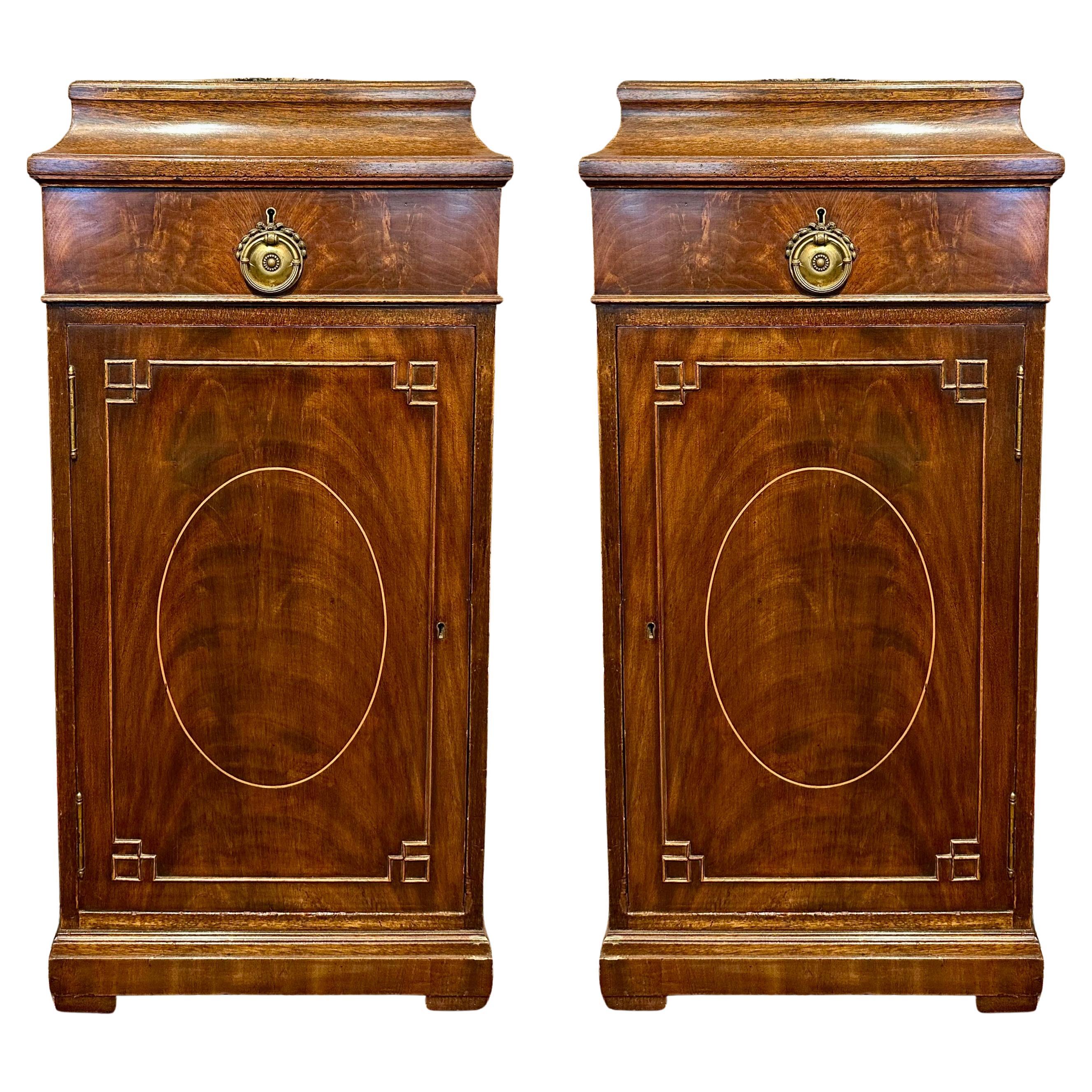 Pair Antique English Mahogany Cupboards, Circa 1910-1920.