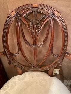 Pair of Antique English Mahogany Hepplewhite Oval Back Chairs, circa 1860