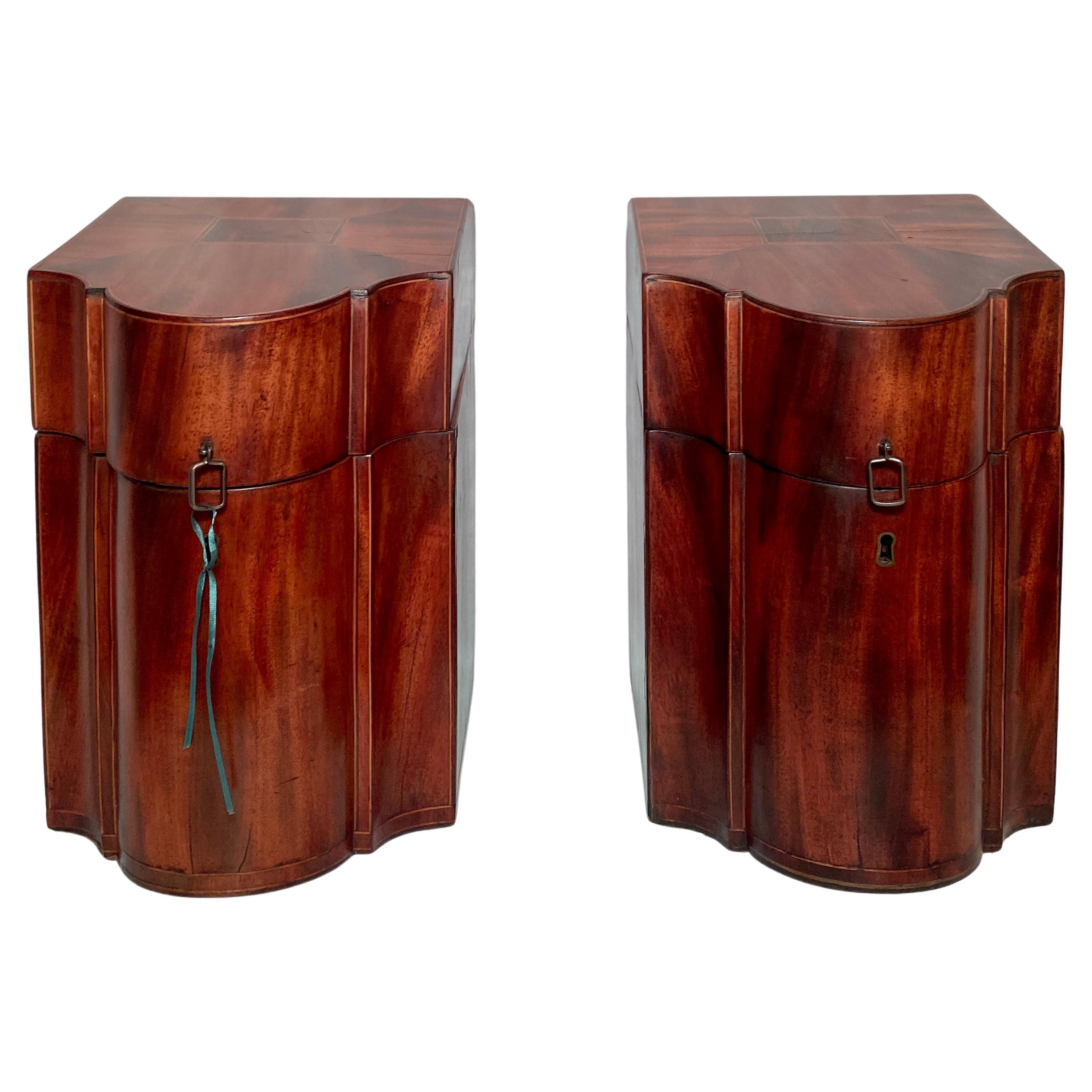 Pair Antique English Mahogany Knife Boxes, Circa 1840 For Sale