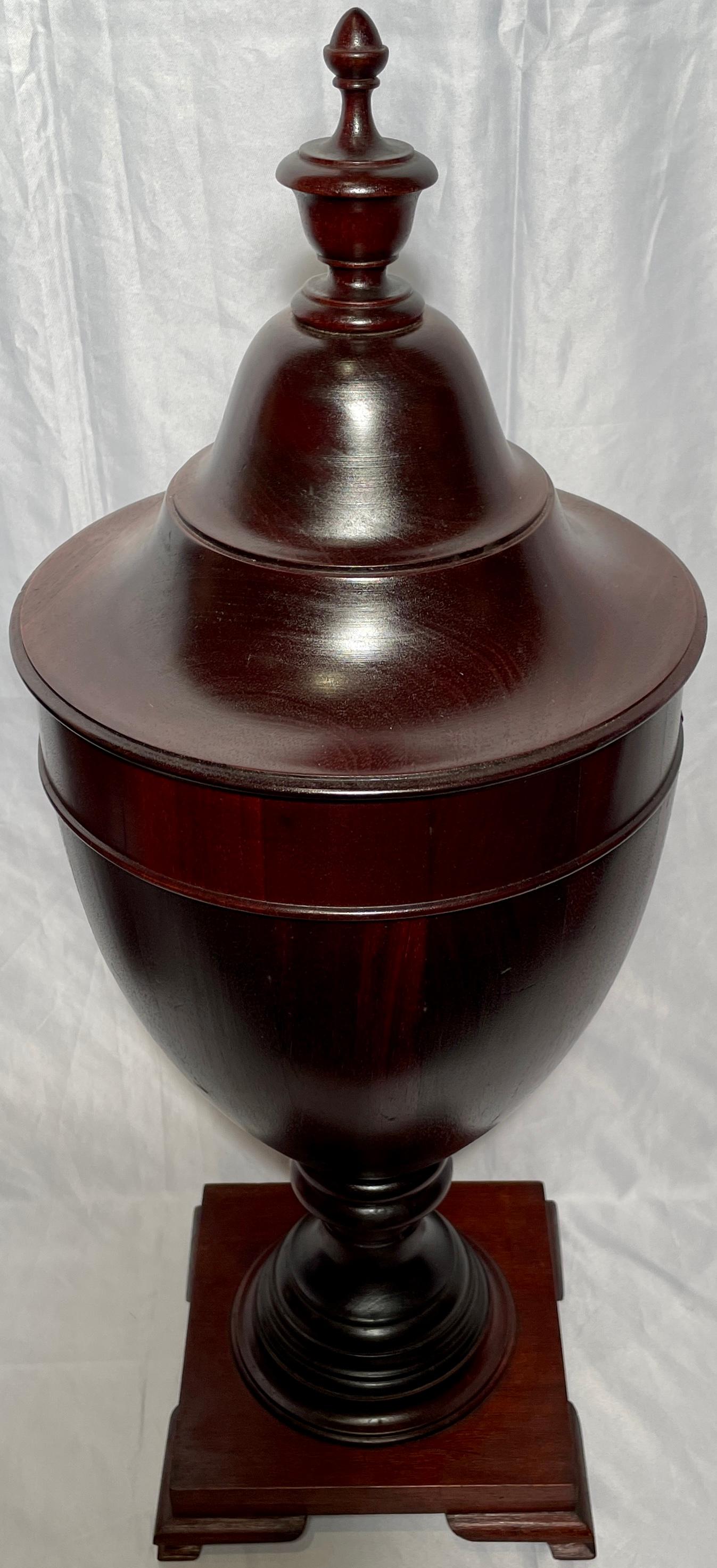 Pair Antique English Mahogany Knife & Fork Cutlery Urns / Boxes, Circa 1910-1920 In Good Condition For Sale In New Orleans, LA