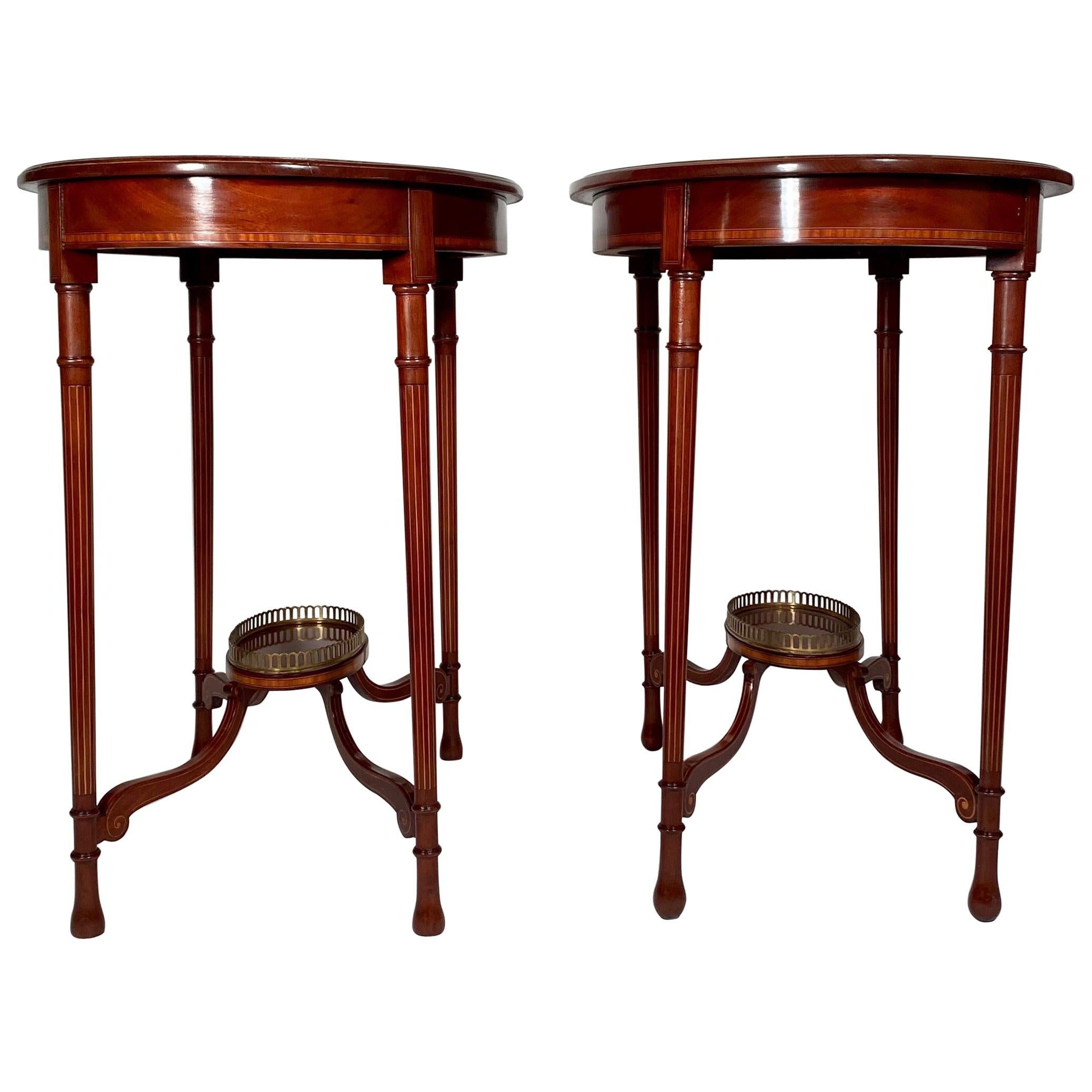 Pair of Antique English Mahogany Occasional Tables For Sale