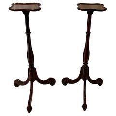 Pair Antique English Mahogany Plant Stands, Circa 1890's.