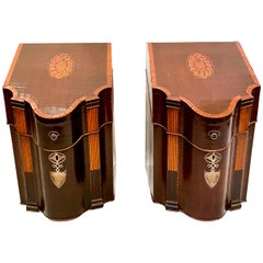 Pair of Antique English Mahogany Sheraton Knife Boxes with Satinwood, circa 1860