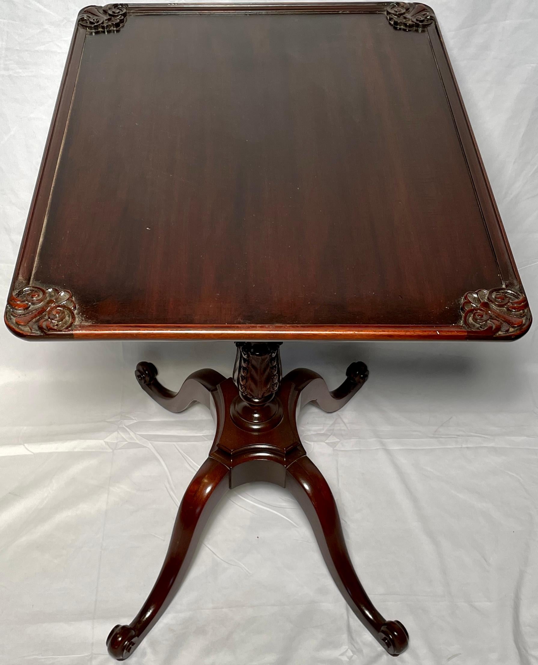 Pair Antique English Mahogany Side Tables, Circa 1900 For Sale 1