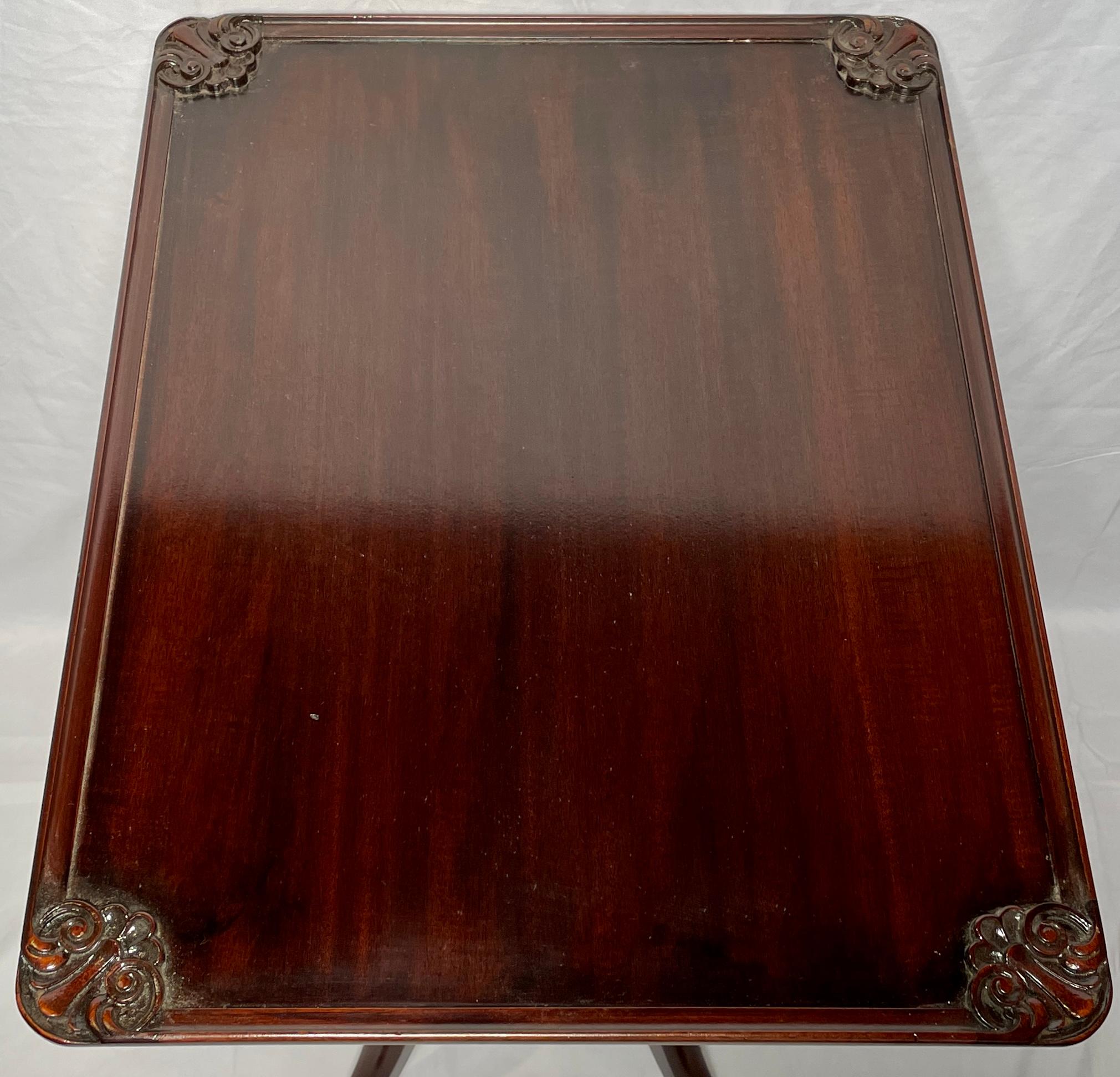 Pair Antique English Mahogany Side Tables, Circa 1900 For Sale 2